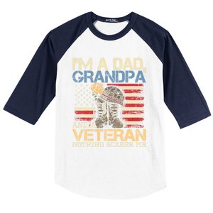 I Am A Dad Grandpa And A Veteran Nothing Scares Me Baseball Sleeve Shirt