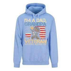 I Am A Dad Grandpa And A Veteran Nothing Scares Me Unisex Surf Hoodie