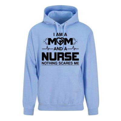 I Am A Mom And A Nurse Nothing Scares Me Funny Nurse Unisex Surf Hoodie