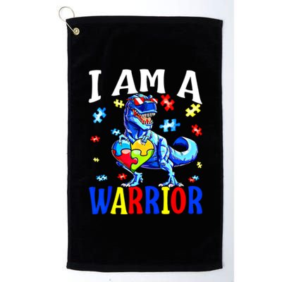 I Am A Warrior Autism Family Dinosaur Autism Awareness Cute Gift Platinum Collection Golf Towel