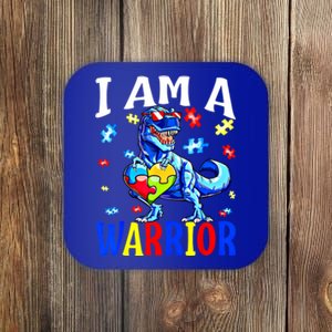 I Am A Warrior Autism Family Dinosaur Autism Awareness Cute Gift Coaster