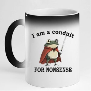 I Am A Conduit For Nonsense Funny Frog With Sword 11oz Black Color Changing Mug