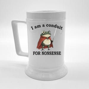 I Am A Conduit For Nonsense Funny Frog With Sword Beer Stein