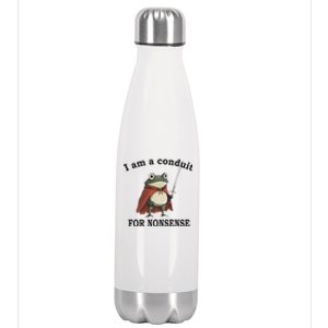 I Am A Conduit For Nonsense Funny Frog With Sword Stainless Steel Insulated Water Bottle