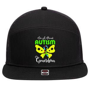 I Am A Proud Autism Grandma 7 Panel Mesh Trucker Snapback Hat