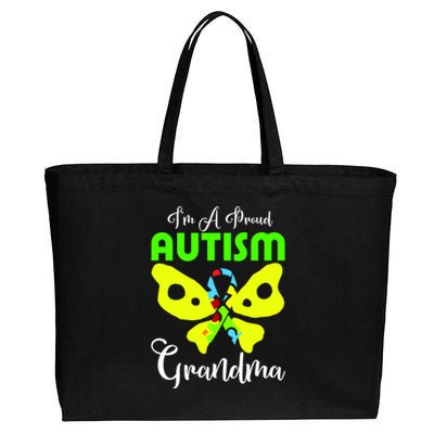 I Am A Proud Autism Grandma Cotton Canvas Jumbo Tote