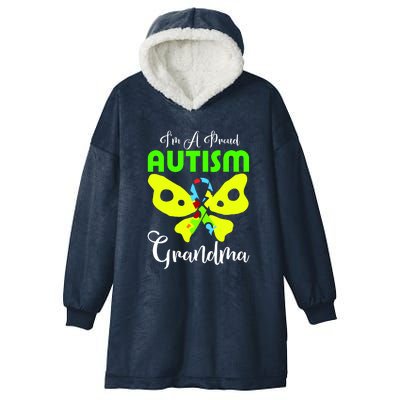 I Am A Proud Autism Grandma Hooded Wearable Blanket