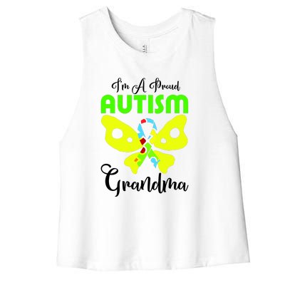 I Am A Proud Autism Grandma Women's Racerback Cropped Tank