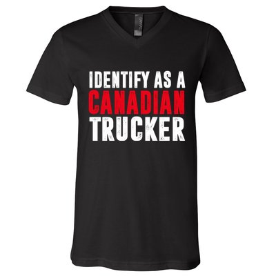 Identify As A Canadian Trucker V-Neck T-Shirt