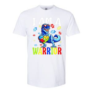 I Am A Warrior Autism Family Dinosaur Autism Funny Gift Softstyle CVC T-Shirt