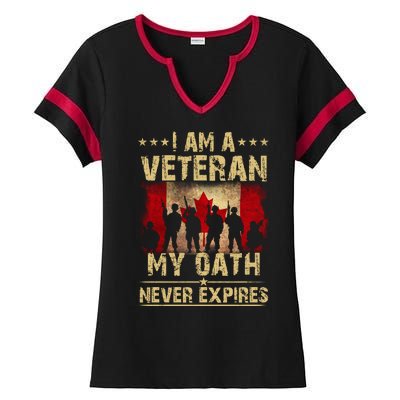 I Am A Veteran My Oath Never Expires Gift Remembrance Day Patriotic Canada Ladies Halftime Notch Neck Tee