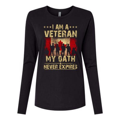 I Am A Veteran My Oath Never Expires Gift Remembrance Day Patriotic Canada Womens Cotton Relaxed Long Sleeve T-Shirt