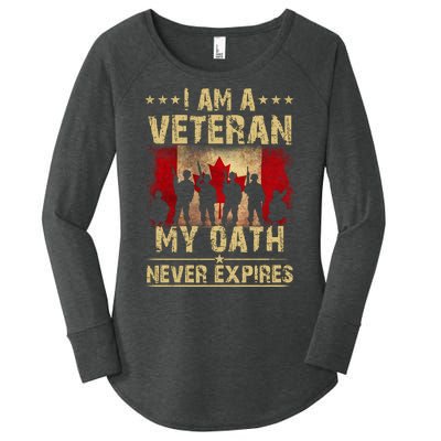 I Am A Veteran My Oath Never Expires Gift Remembrance Day Patriotic Canada Women's Perfect Tri Tunic Long Sleeve Shirt