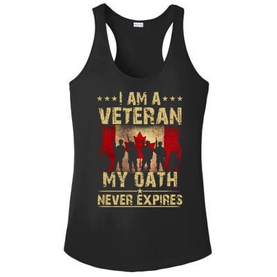 I Am A Veteran My Oath Never Expires Gift Remembrance Day Patriotic Canada Ladies PosiCharge Competitor Racerback Tank