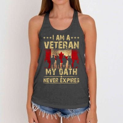 I Am A Veteran My Oath Never Expires Gift Remembrance Day Patriotic Canada Women's Knotted Racerback Tank