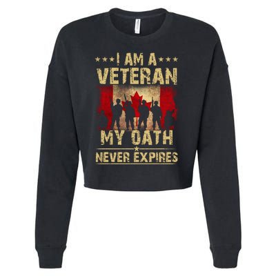 I Am A Veteran My Oath Never Expires Gift Remembrance Day Patriotic Canada Cropped Pullover Crew