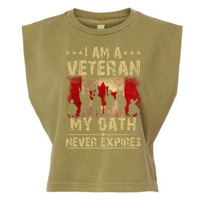 I Am A Veteran My Oath Never Expires Gift Remembrance Day Patriotic Canada Garment-Dyed Women's Muscle Tee