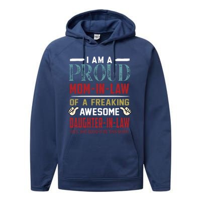 I Am A Proud Mom In Law Of A Freaking Awesome Daughter In Law Performance Fleece Hoodie