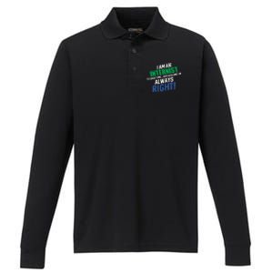 I Am An Internist To Save Time IM Always Right Great Gift Performance Long Sleeve Polo