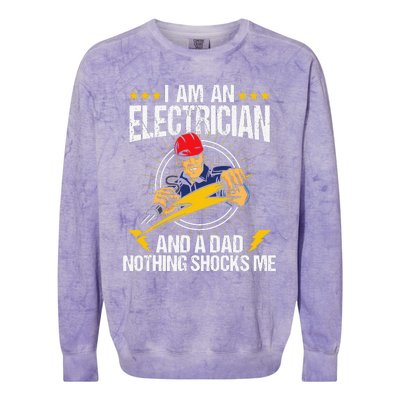 I Am An Electrician Lineman Lineworker Dad Electrical Work Colorblast Crewneck Sweatshirt