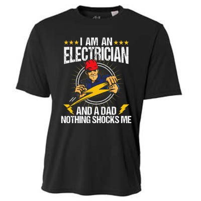 I Am An Electrician Lineman Lineworker Dad Electrical Work Cooling Performance Crew T-Shirt