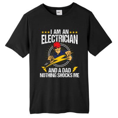 I Am An Electrician Lineman Lineworker Dad Electrical Work Tall Fusion ChromaSoft Performance T-Shirt