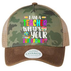 I Am A Teacher Whats Your Superpower Colorful Legacy Tie Dye Trucker Hat