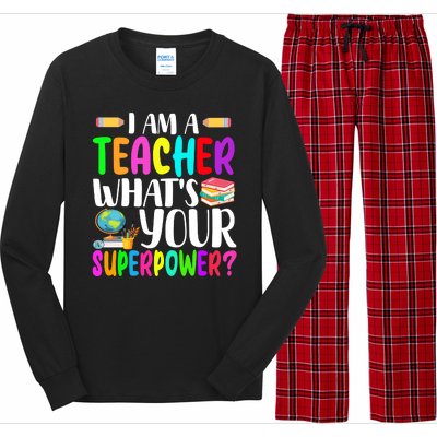 I Am A Teacher Whats Your Superpower Colorful Long Sleeve Pajama Set