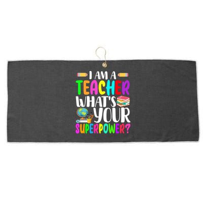 I Am A Teacher Whats Your Superpower Colorful Large Microfiber Waffle Golf Towel