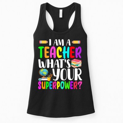 I Am A Teacher Whats Your Superpower Colorful Womens Tank Top