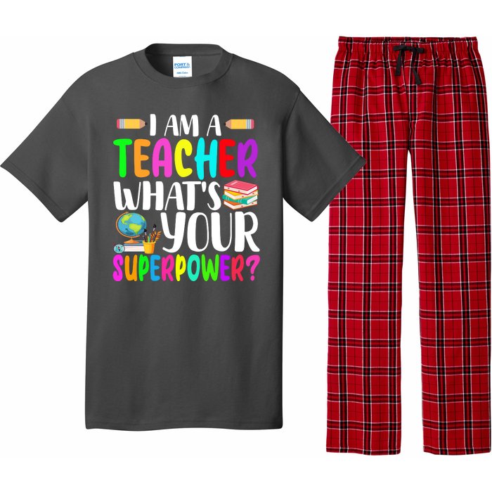 I Am A Teacher Whats Your Superpower Colorful Pajama Set