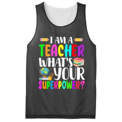 I Am A Teacher Whats Your Superpower Colorful Mesh Reversible Basketball Jersey Tank