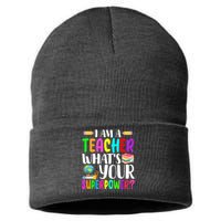 I Am A Teacher Whats Your Superpower Colorful Sustainable Knit Beanie