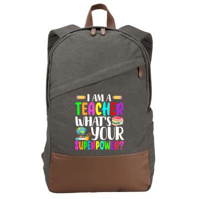 I Am A Teacher Whats Your Superpower Colorful Cotton Canvas Backpack