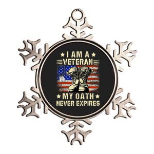 I Am A Veteran My Oath Never Expires Veteran Day Usa Flag Metallic Star Ornament