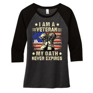 I Am A Veteran My Oath Never Expires Veteran Day Usa Flag Women's Tri-Blend 3/4-Sleeve Raglan Shirt