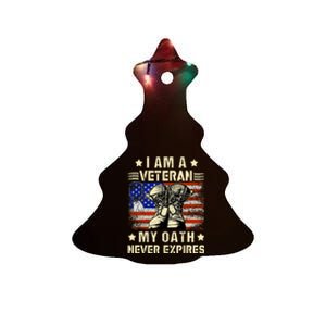 I Am A Veteran My Oath Never Expires Veteran Day Usa Flag Ceramic Tree Ornament