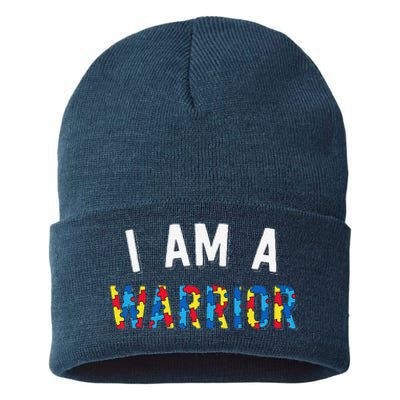 I Am A Warrior Autism Family Puzzle Autism Awareness Sustainable Knit Beanie