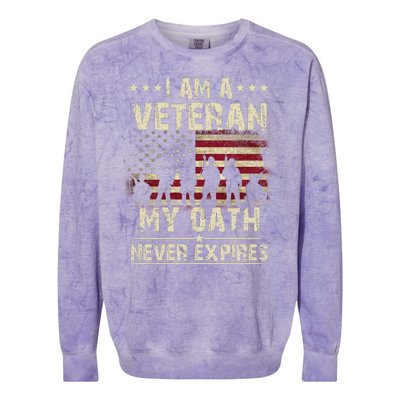 I Am A Veteran My Oath Never Expires Colorblast Crewneck Sweatshirt