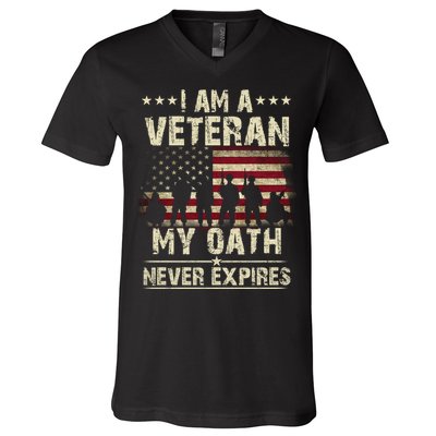 I Am A Veteran My Oath Never Expires V-Neck T-Shirt
