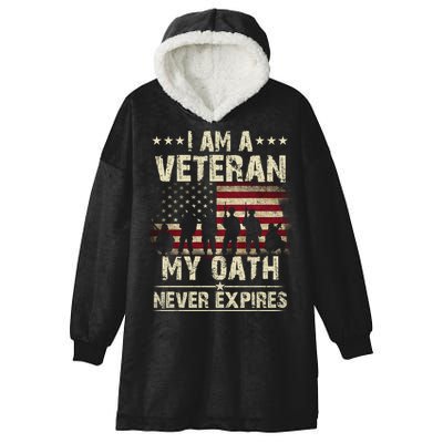 I Am A Veteran My Oath Never Expires Hooded Wearable Blanket