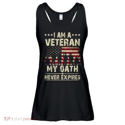I Am A Veteran My Oath Never Expires Ladies Essential Flowy Tank