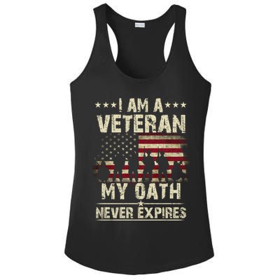 I Am A Veteran My Oath Never Expires Ladies PosiCharge Competitor Racerback Tank