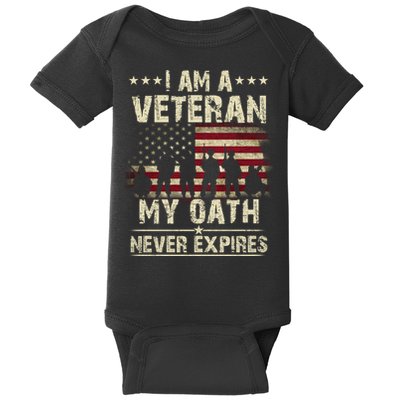 I Am A Veteran My Oath Never Expires Baby Bodysuit