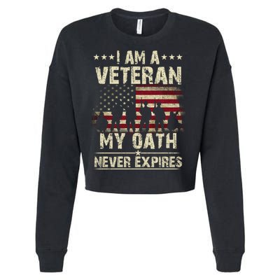 I Am A Veteran My Oath Never Expires Cropped Pullover Crew