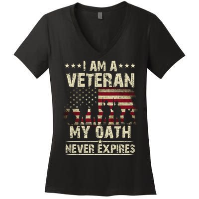 I Am A Veteran My Oath Never Expires Women's V-Neck T-Shirt