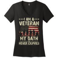 I Am A Veteran My Oath Never Expires Women's V-Neck T-Shirt