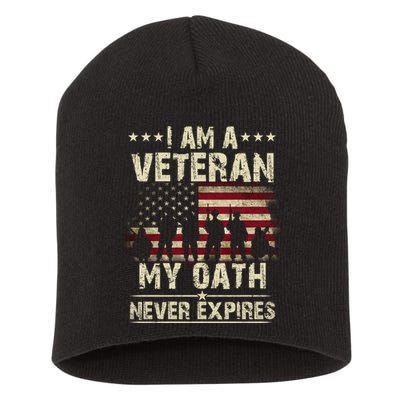 I Am A Veteran My Oath Never Expires Short Acrylic Beanie