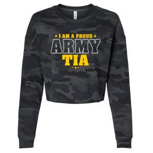 I Am A Proud Army Tia Patriotic Pride Military Aunt Funny Gift Cropped Pullover Crew