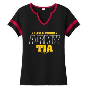 I Am A Proud Army Tia Patriotic Pride Military Aunt Funny Gift Ladies Halftime Notch Neck Tee